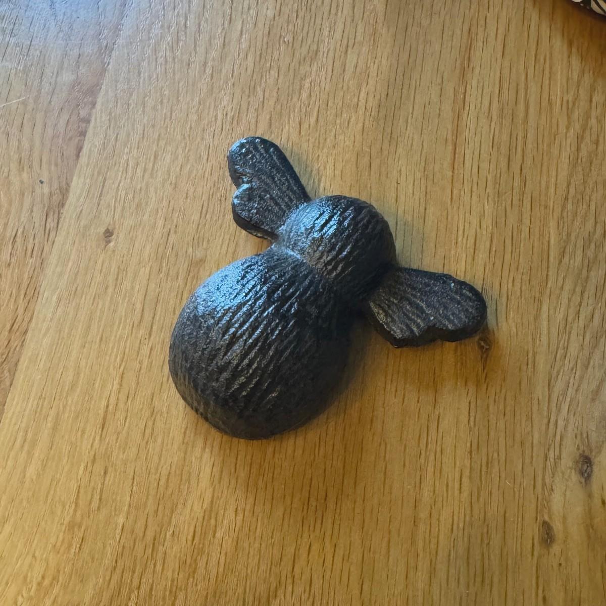 Small Brown Black Cast Iron Bumblebee Ornament - Tabletop Metal Insect