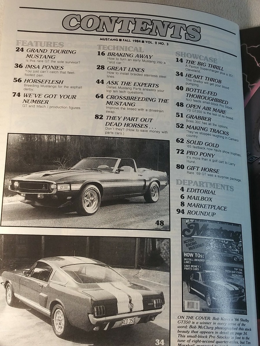Hot Rod Magazine Mustang Fall 1984 Vol 2 No 3 Action Racing Mach I 