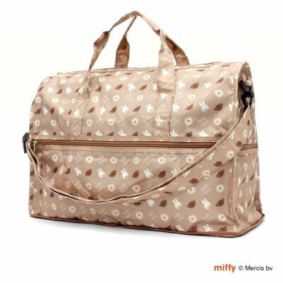 Miffy Folding Boston Bag M Size Hapitas Miffy & Boris Flower Mocha Japan New
