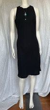 Vintage Black Dress Sleeveless Sheath LBD 90s Goth Minimalist Career Italy Small