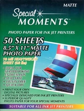 Special Moments Photo Paper : 50 Sheets for Ink Jet Printers : 8.5"x11" Matte