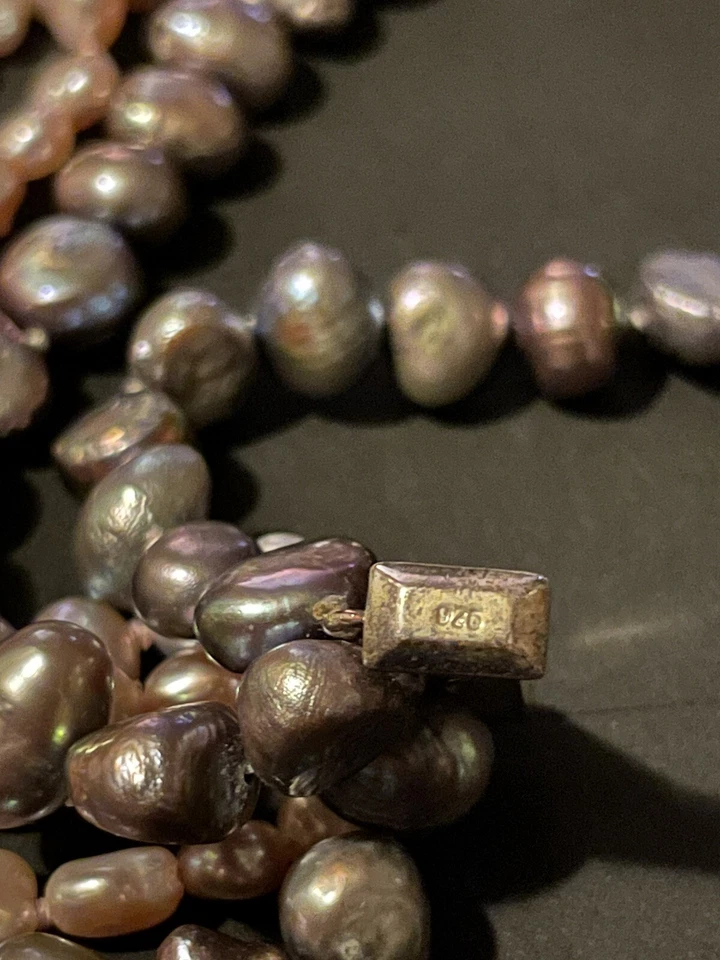 Collar de perlas barrocas de agua dulce rosa y púrpura de varios hilos Foto 2 de 4