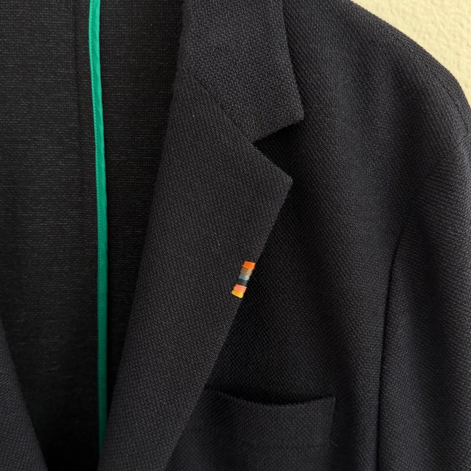 Blazer Paul Smith azul marinho leve tamanho 44/54 com detalhe de lapela listrado assinatura - Imagem 3 de 4