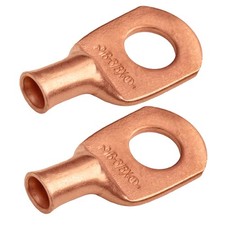 SELTERM 2pcs 6 AWG 3/8" Stud Wide Pad Copper Wire Lugs, Battery Lugs,Ring Ter...