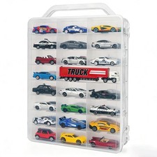 Double-Sided 1:64 Scale Toy Car Storage Case, 48-Slot Clear Organizer with Handl