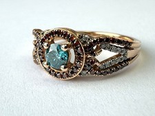 Unique Le Vian inspired Vibrant Blue & Fancy Diamonds Rose Gold Ring Canadian