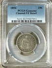 1854 Liberty Seated Silver Quarter PCGS Genuine Cleaned- VF Detail 25C