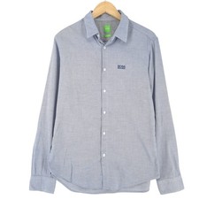 HUGO BOSS Men s Button-Up Shirt Blue Cotton Green Label Pf5 Size M