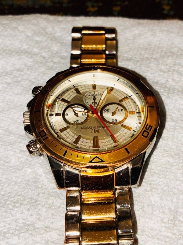 Mens watch Montres Carlo silver and gold I'd say avarage male size