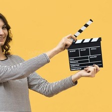 Movie Film Clap Board 20 X 20cm Dry Erase Black Wooden Clapper Board For Di KDDN