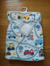 Cribmates Baby Blanket Construction Vehicles Trucks Tractor Cars Infant Boy NEW 