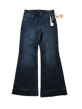Liverpool Gia Glider Flare Jeans Eco Pintuck High Rise Pull On Dark Wash