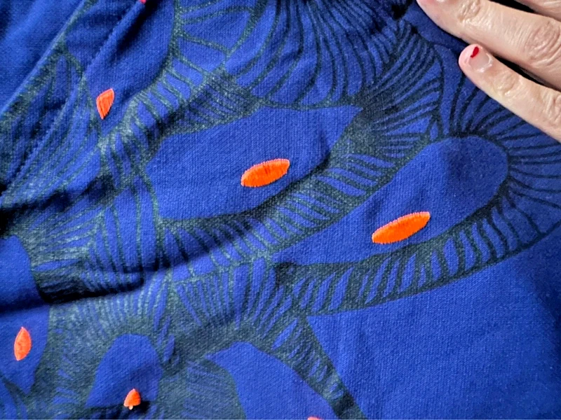 Skunkfunk blau orange langarmig Kurzkleid M neu - Bild 3 von 4