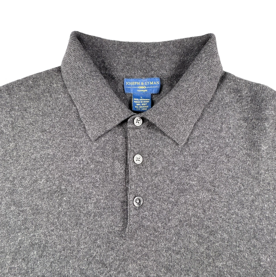 Suéter Polo Joseph & Lyman Para Hombres Grande 100% Cuello Cachemira Gris Tejido Foto 3 de 4