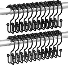 Shower Curtain Hooks Rings, Rust Resistant Metal Double Glide Shower Hooks Rings