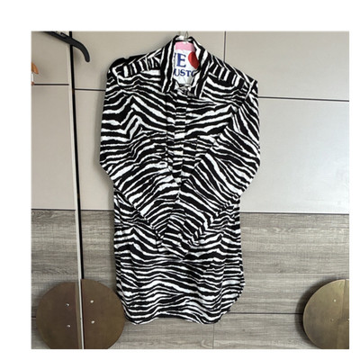Blugirl Folies 44 Black White Zebra Collared Button-Front Shirt Dress Short