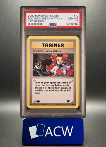 Rocket’s Sneak Attack 2000 Team Rocket #72🔥 1st Edition PSA 10🔥Vintage Pokemon