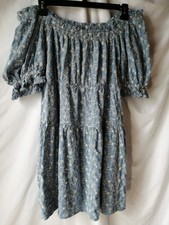 Old Navy Blue Floral Off-Shoulder Tiered Dress