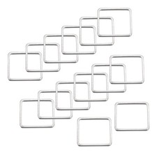 Square Beading Hoop Link Geometric Linking Ring 0.8"x0.8" Silver Tone 50pcs