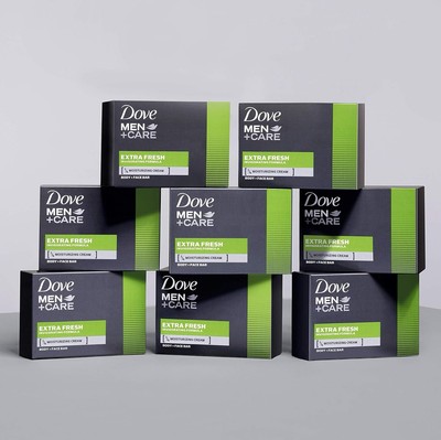DOVE MEN + CARE 3 in 1 Bar Cleanser for Body, Face, Shaving Extra Fresh ,6 bars 