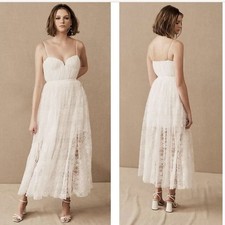 Sau Lee BHLDN Selena White Lace Dress NEW Size 12 Wedding Bridal 