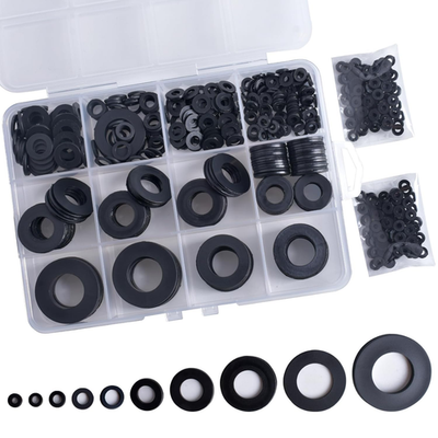#ad 600Pcs 10 Sizes Nylon Flat Washers for Screw Bolts Plastic round Black Washer A $12.38