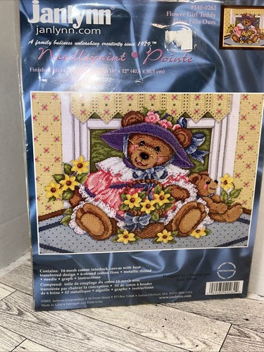 Janlynn Nadelspitzen-Set: Blumenmädchen Teddybär Handwerk Charmant 16x12 - Bild 7 von 7