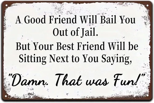 A Good Friend Will Bail You Out of Jail Vintage Tin Metal Signs Home Décor Motiv