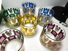 Set of 6 West Virginia Glass Henry the 8th Lion Rampart Rocks / Low Ball Glasses