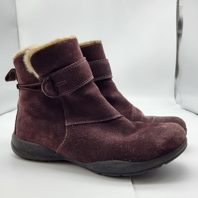 #ad #ad Clarks Roseville Snow Boots Burgundy Women#x27;s Size 9 M Suede Side Zip booties $35.99