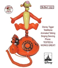 Disney Tigger TeleMania Animated Talking Singing Dancing Phone - Tested + Works