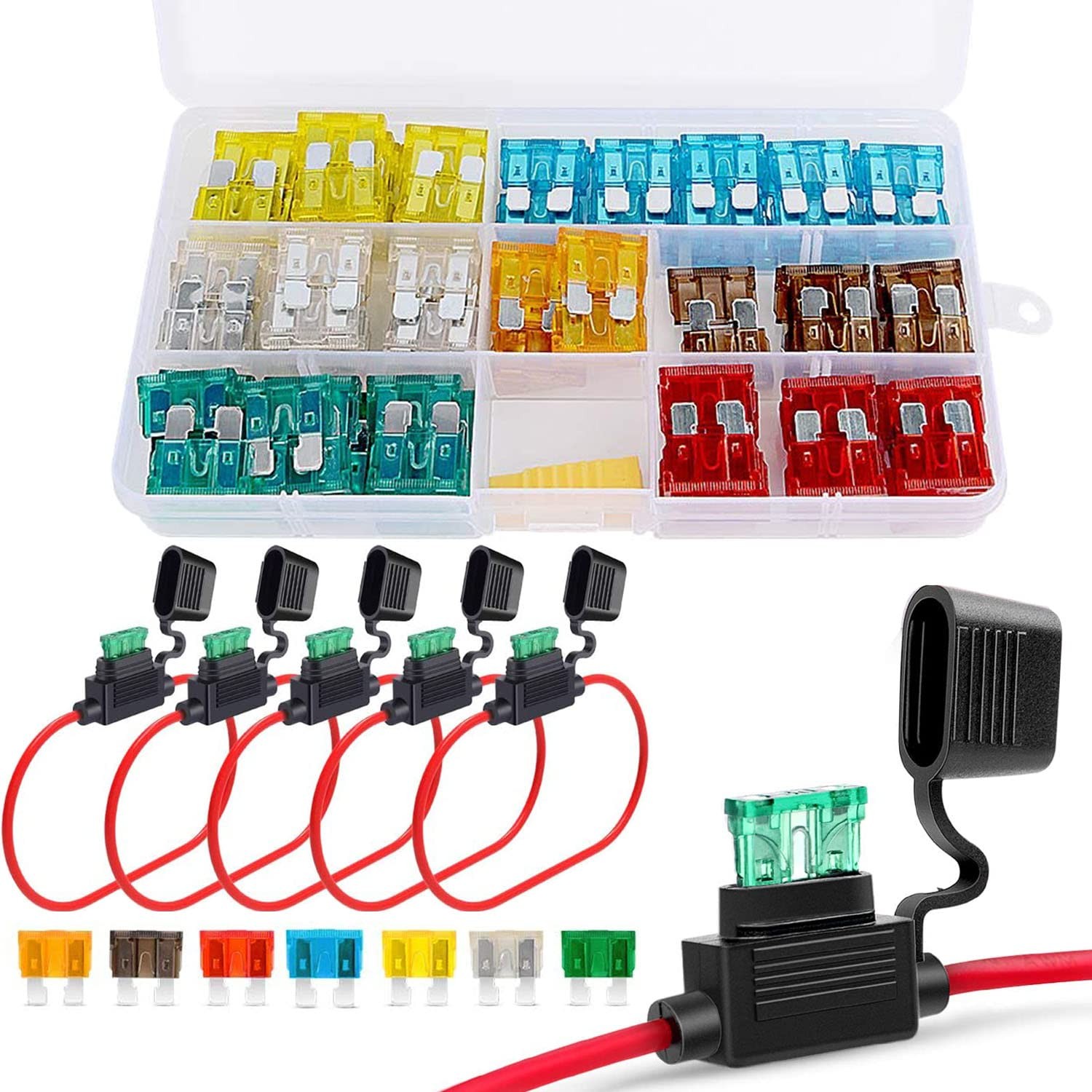 Fusibles voiture 12V-24V assortiment de 120 pièces de 5A à 30A pour auto
