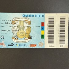 Coventry City v Blackpool(Coca Cola Championship 2008/09) 17/1/2009 Match Ticket