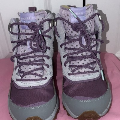 Merrell FloatPro Mid Waterproof Hiking Shoes Purple/Gray Lace-Up US 7.5 M