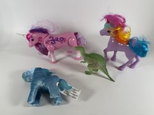 Lot of 4 Toy Horses Unicorns  Dinosaur Mixed Figures Plush  Plastic Kids