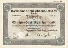 Pommersche Bank Aktiengesellschaft - 100 RM - Szczecin - kwiecień 1933