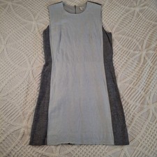 Gap Size 12 Linen Blend Sheath Dress Blue Gray Colorblock Sleeveless Zip Back