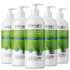 Edenika Lemongrass Body Wash 16 oz - Moisturizing, Refreshing Cleanser - 5 Pack