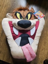 Bridge Direct Tasmanian Devil Head Plush Face Pillow Stuffed Looney Tunes NWT