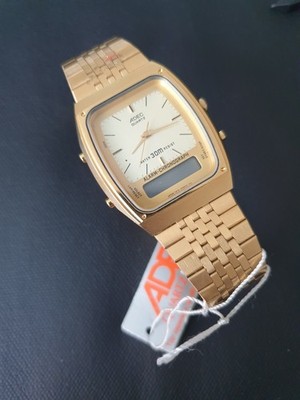 ADEC UHR Quartz 32mm Gold Alarm Chronograph Japan Vintage