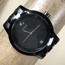 GUESS Watch Mens 44mm Black Dial Date Black Stainless Bracelet 100M U12604G1