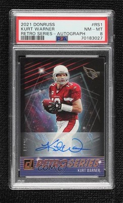 2021 Panini Donruss Retro Series Auto 13/25 Kurt Warner #RS1 PSA 8 Auto HOF 5f2