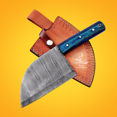 Custom Handmade Damascus Steel BUTCHER CLEAVER Hunting Chopper Knife Full Tang.