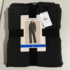 Max  Mia Women's Hoodie Lounge Set, Heather Charcoal Gray, Size Large