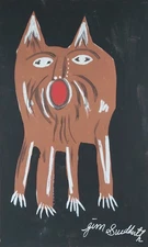 Jimmy Lee Sudduth Signed Outsider Painting on Canvas African American Folk Art