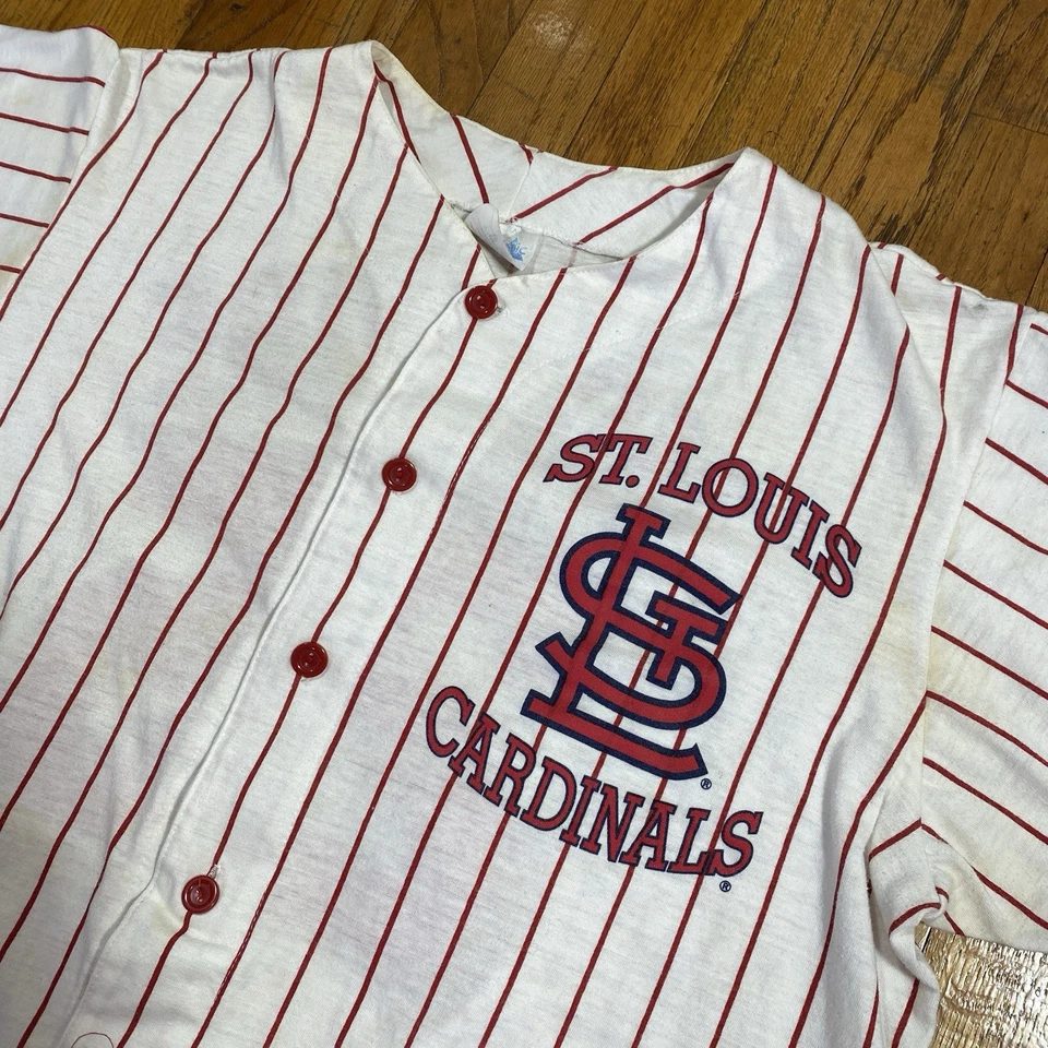 复古 90 年代 Mark McGuire 球衣 棉圣路易斯红雀队 XL 细条纹 Majestic — 第 3/4 张图片