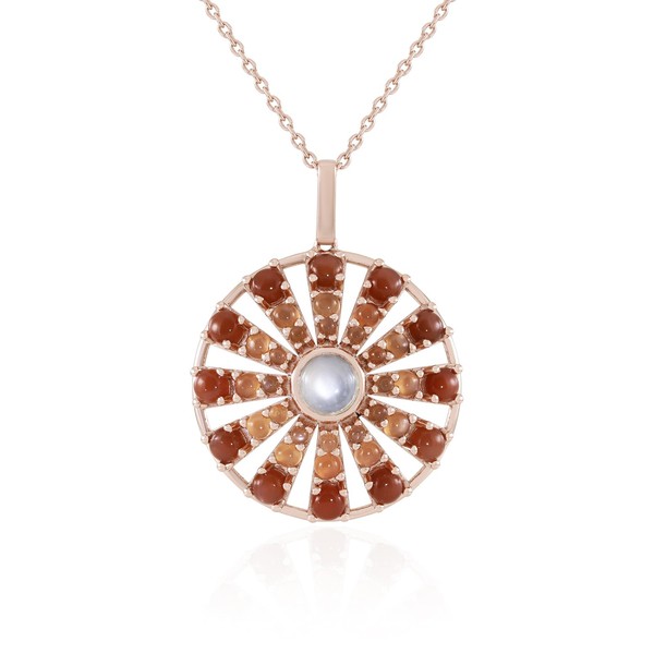 Cavill Mondstein Halskette 925 Silber RoséVergoldet 3,10Ct Weiß Schoko-image
