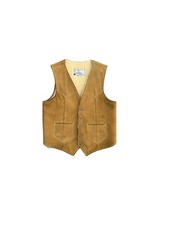 Vintage Joo Kay Shearling Suede Leather Vest Natural Wool Western Ranch Wear Men