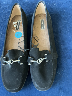 Black Rivet Faux Suede Loafer Black Slip On Comfort Shoe Sz 10w