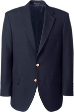 Lands' End School Uniform Men's Long Hopsack Blazer 38 Deep Navy